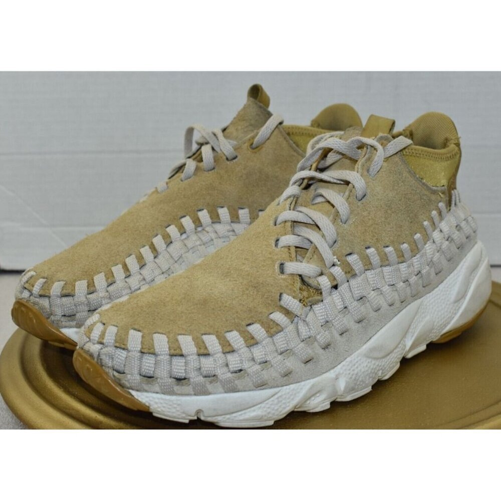 Nike Mens Air Footscape Woven Chukka QS Suede Flat Gold Sneakers Shoes Size 7.5